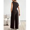 image:imageMakeMeChic Womens Maternity Summer 2 Piece Outfits Asymmetrical Tops and Pants Pregnancy Matching Set Brown Large