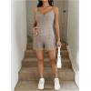 image:imageMakeMeChic Womens Maternity Summer Cami Romper V Neck Rib Knit Pregnancy Short Overalls Jumpsuit Vacation OutfitsApricot