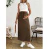 image:imageMakeMeChic Womens Maternity Summer Two Piece Set Sleeveless Tank Tops and Midi Skirt Rib Knit Casual OutfitBrown
