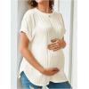 image:imageMakeMeChic Womens Maternity Textured T Shirt Summer Work Pregnancy Nursing Tops Crew Neck Short Sleeve TeesApricot Solid