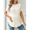 image:imageMakeMeChic Womens Maternity Textured T Shirt Summer Work Pregnancy Nursing Tops Crew Neck Short Sleeve TeesApricot Solid