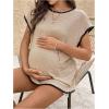 image:imageMakeMeChic Womens Maternity Textured T Shirt Summer Work Pregnancy Nursing Tops Crew Neck Short Sleeve TeesKhaki