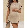 image:imageMakeMeChic Womens Maternity Textured T Shirt Summer Work Pregnancy Nursing Tops Crew Neck Short Sleeve TeesKhaki