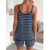 image:imageMakeMeChic Womens Summer Maternity 2 Piece Striped Outfits Pregnancy Casual Cami Top and Shorts SetsDusty Blue