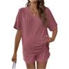 image:imageMakeMeChic Womens Maternity 2 Piece Outfits Pajamas Lounge Sets Summer Short Sleeve Rib Knit Tee Top and Short Mama ClothesRusty Rose