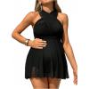 image:imageMakeMeChic Womens Maternity One Piece Swimsuit Criss Cross Halter Ruffle Pregnancy Bathing SuitBlack
