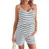 image:imageMakeMeChic Womens Summer Maternity 2 Piece Striped Outfits Pregnancy Casual Cami Top and Shorts SetsBlue
