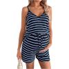 image:imageMakeMeChic Womens Summer Maternity 2 Piece Striped Outfits Pregnancy Casual Cami Top and Shorts SetsDusty Blue