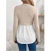 image:imageMakeMeChic Womens Long Sleeve Maternity Shirts Crew Neck Rib Knit 2 in 1 Tee Tops Fall Maternity ClothesPink White