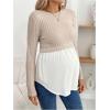 image:imageMakeMeChic Womens Long Sleeve Maternity Shirts Crew Neck Rib Knit 2 in 1 Tee Tops Fall Maternity ClothesPink White