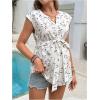 image:imageMakeMeChic Womens Maternity Blouse Graphic Notch V Neck Cap Sleeve Belted Summer ShirtWhite