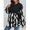 image:imageMakeMeChic Womens Maternity Blouse Graphic Print Long Sleeve Round Neck Shirts Peplum Tops