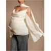 image:imageMakeMeChic Womens Maternity Clothes Summer Draped Cold Shoulder Bell Sleeve Pregnancy Tops with ScarfApricot
