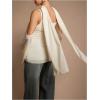 image:imageMakeMeChic Womens Maternity Clothes Summer Draped Cold Shoulder Bell Sleeve Pregnancy Tops with ScarfApricot