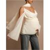 image:imageMakeMeChic Womens Maternity Clothes Summer Draped Cold Shoulder Bell Sleeve Pregnancy Tops with ScarfApricot