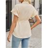 image:imageMakeMeChic Womens Maternity Nursing Blouse Ruffle Wrap Work Shirt Pregnancy Button Down Belted TopsBeige