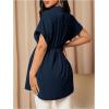 image:imageMakeMeChic Womens Maternity Nursing Blouse Ruffle Wrap Work Shirt Pregnancy Button Down Belted TopsDark Blue