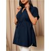 image:imageMakeMeChic Womens Maternity Nursing Blouse Ruffle Wrap Work Shirt Pregnancy Button Down Belted TopsDark Blue