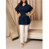 image:imageMakeMeChic Womens Maternity Nursing Blouse Ruffle Wrap Work Shirt Pregnancy Button Down Belted TopsDark Blue