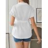 image:imageMakeMeChic Womens Maternity Nursing Blouse Ruffle Wrap Work Shirt Pregnancy Button Down Belted TopsWhite