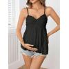 image:imageMakeMeChic Womens Maternity Summer Cute Tank Tops Spaghetti Strap Ruffle Hem Sleeveless Pregnancy CamisoleBlack