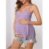 image:imageMakeMeChic Womens Maternity Summer Cute Tank Tops Spaghetti Strap Ruffle Hem Sleeveless Pregnancy CamisoleMauve Purple
