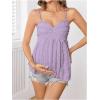 image:imageMakeMeChic Womens Maternity Summer Cute Tank Tops Spaghetti Strap Ruffle Hem Sleeveless Pregnancy CamisoleMauve Purple