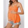 image:imageMakeMeChic Womens Maternity Summer Cute Tank Tops Spaghetti Strap Ruffle Hem Sleeveless Pregnancy CamisoleOrange