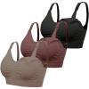 image:imageMakeMeChic Womens 3 Pack Maternity Nursing Bra Wireless Ruched Comfy Breastfeeding BralettesMulticolor