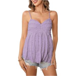 image:imageMakeMeChic Womens Maternity Summer Cute Tank Tops Spaghetti Strap Ruffle Hem Sleeveless Pregnancy CamisoleMauve Purple