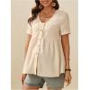 image:imageMakeMeChic Womens Maternity Casual Blouses Peplum Pregnancy Short Sleeve V Neck Button Down Shirts Nursing TopKhaki
