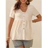 image:imageMakeMeChic Womens Maternity Casual Blouses Peplum Pregnancy Short Sleeve V Neck Button Down Shirts Nursing TopKhaki