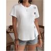 image:imageMakeMeChic Womens Maternity T Shirt Floral Crew Neck Short Sleeve Split Pregnancy TopsWhite