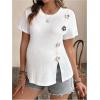 image:imageMakeMeChic Womens Maternity T Shirt Floral Crew Neck Short Sleeve Split Pregnancy TopsWhite