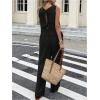 image:imageMakeMeChic Womens 2 Piece Linen Set Tank Tops and Pants Vacation Dressy Airport Set OutfitBlack