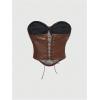 image:imageMakeMeChic Womens Cow Print 2 Piece Set Leather Lace Up Tube Crop Tops with Micro Shorts Western Outfits Rodeo OutfitBrown