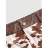 image:imageMakeMeChic Womens Cow Print 2 Piece Set Leather Lace Up Tube Crop Tops with Micro Shorts Western Outfits Rodeo OutfitBrown