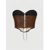 image:imageMakeMeChic Womens Cowgirl Outfits Cow Print Top Leather Backless Chic Crop Concert TopsBrown