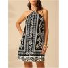 image:imageMakeMeChic Womens Halter Dresses Summer Beach Backless Tropical Vacation Caribbean Outfits Boho Mini DressesBlack Floral