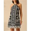 image:imageMakeMeChic Womens Halter Dresses Summer Beach Backless Tropical Vacation Caribbean Outfits Boho Mini DressesBlack Floral