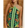 image:imageMakeMeChic Womens Halter Dresses Summer Beach Backless Tropical Vacation Caribbean Outfits Boho Mini DressesBlack and Green