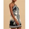 image:imageMakeMeChic Womens Halter Dresses Summer Beach Backless Tropical Vacation Caribbean Outfits Boho Mini DressesBlack and White