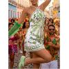 image:imageMakeMeChic Womens Halter Dresses Summer Beach Backless Tropical Vacation Caribbean Outfits Boho Mini DressesGreen