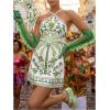 image:imageMakeMeChic Womens Halter Dresses Summer Beach Backless Tropical Vacation Caribbean Outfits Boho Mini DressesGreen