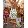 image:imageMakeMeChic Womens Halter Dresses Summer Beach Backless Tropical Vacation Caribbean Outfits Boho Mini DressesGreen