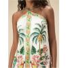 image:imageMakeMeChic Womens Halter Dresses Summer Beach Backless Tropical Vacation Caribbean Outfits Boho Mini DressesGreen and White C