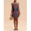 image:imageMakeMeChic Womens Halter Dresses Summer Beach Backless Tropical Vacation Caribbean Outfits Boho Mini DressesMulticolor Boho