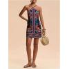 image:imageMakeMeChic Womens Halter Dresses Summer Beach Backless Tropical Vacation Caribbean Outfits Boho Mini DressesMulticolor Boho