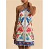image:imageMakeMeChic Womens Halter Dresses Summer Beach Backless Tropical Vacation Caribbean Outfits Boho Mini DressesMulticolor F