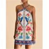 image:imageMakeMeChic Womens Halter Dresses Summer Beach Backless Tropical Vacation Caribbean Outfits Boho Mini DressesMulticolor F